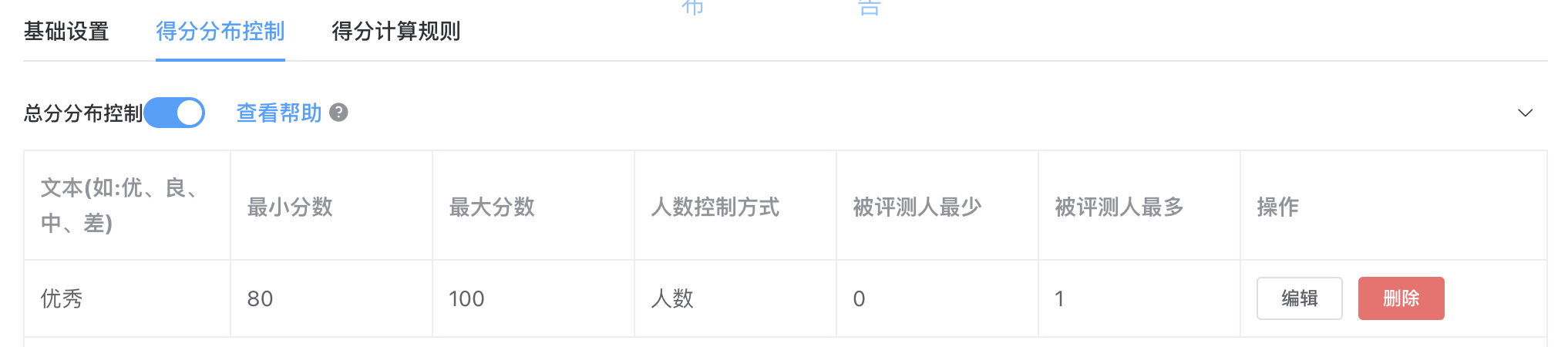 总分分布控制